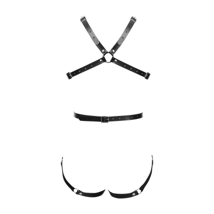 Rimba Bondage Play - Lederen Body Harnas met Cups - Zwart-Erotiekvoordeel.nl