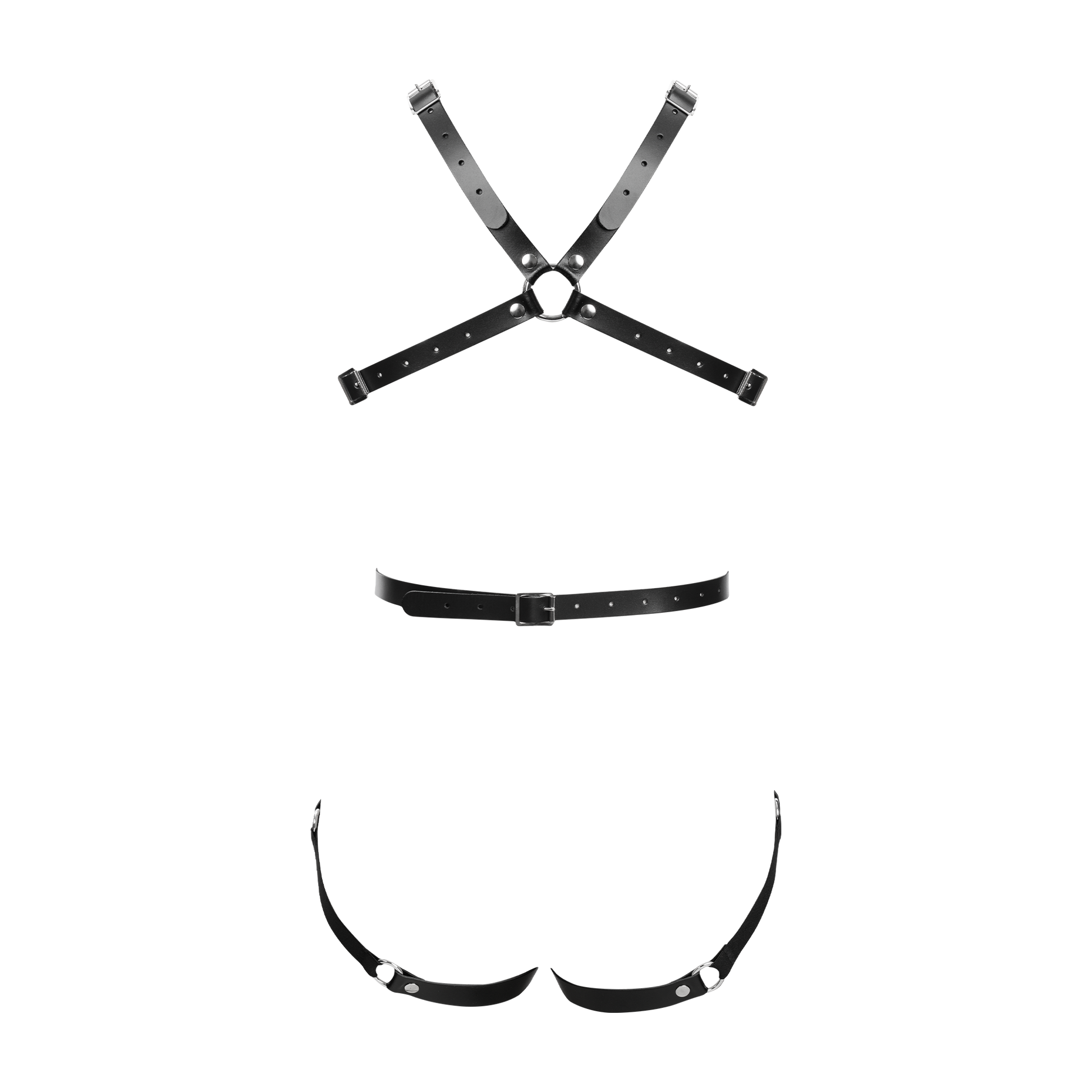 Rimba Bondage Play - Lederen Body Harnas met Cups - Zwart-Erotiekvoordeel.nl