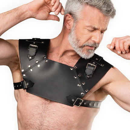 Rimba - Lederen Gladiator Borstharnas - Zwart-Erotiekvoordeel.nl