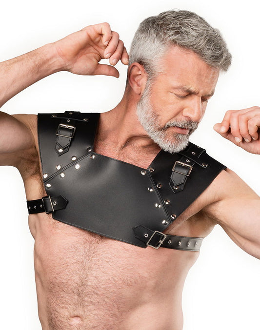 Rimba - Lederen Gladiator Borstharnas - Zwart-Erotiekvoordeel.nl