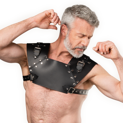 Rimba - Lederen Gladiator Borstharnas - Zwart-Erotiekvoordeel.nl