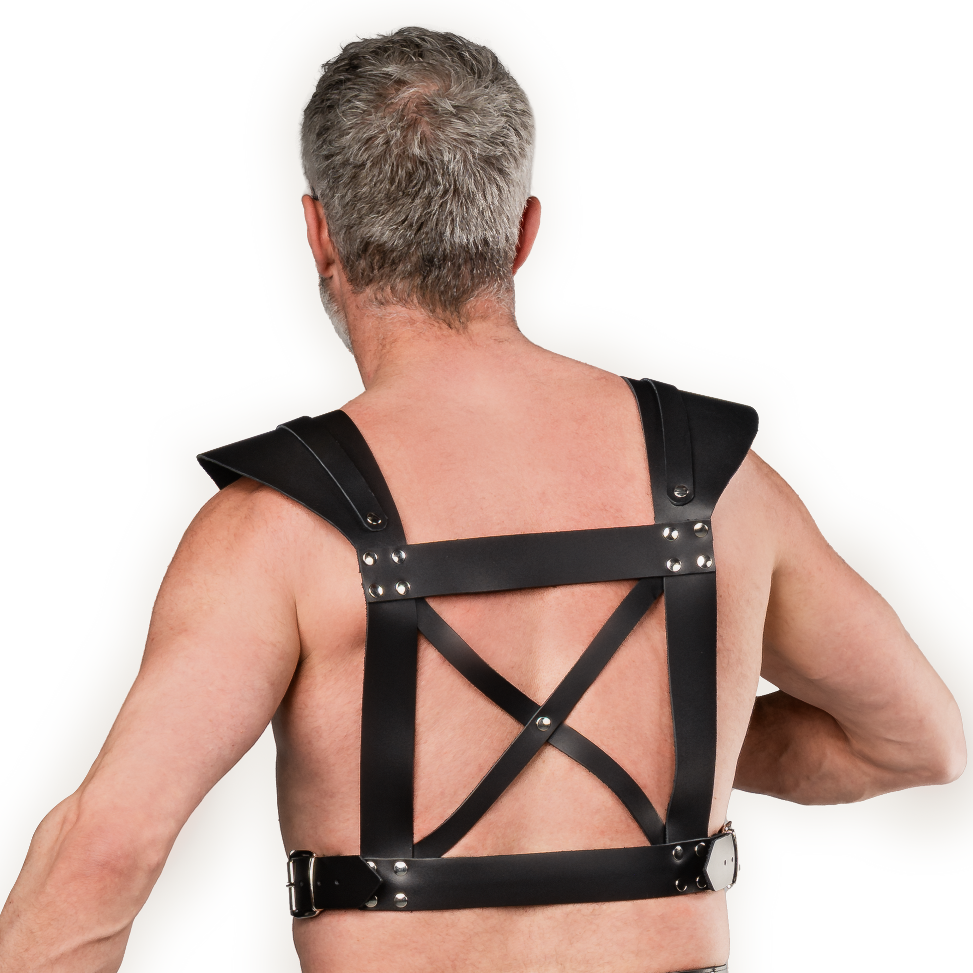 Rimba - Lederen Borstharnas met Kruisbanden en O-ring - Zwart-Erotiekvoordeel.nl