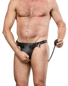 Rimba - Lederen Kuisheidsslip voor Mannen met Opblaasbare Anale Plug - Zwart-Rimbastore.com