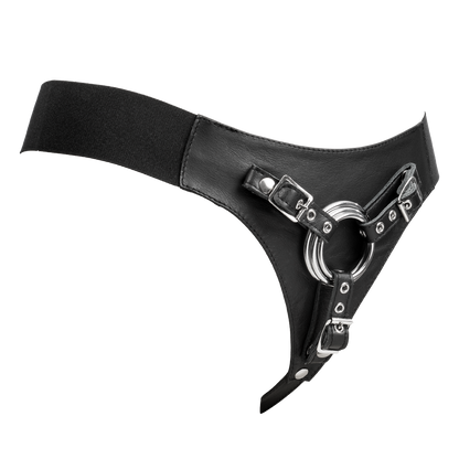 Rimba- Verstelbaar Lederen Strap-On Harnas - Zwart-Erotiekvoordeel.nl