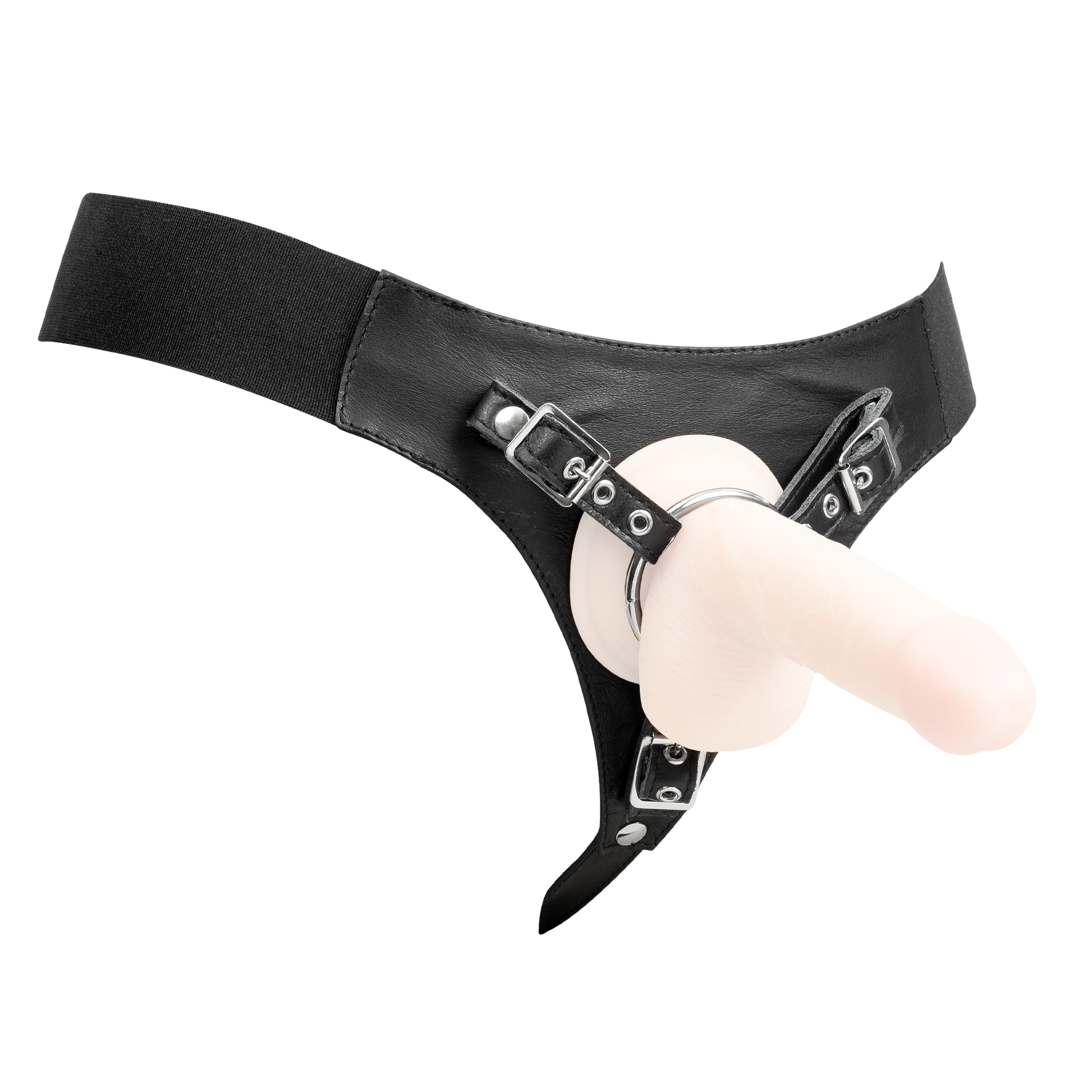 Rimba- Verstelbaar Lederen Strap-On Harnas - Zwart-Erotiekvoordeel.nl