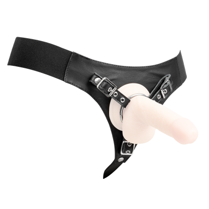 Rimba- Verstelbaar Lederen Strap-On Harnas - Zwart-Erotiekvoordeel.nl