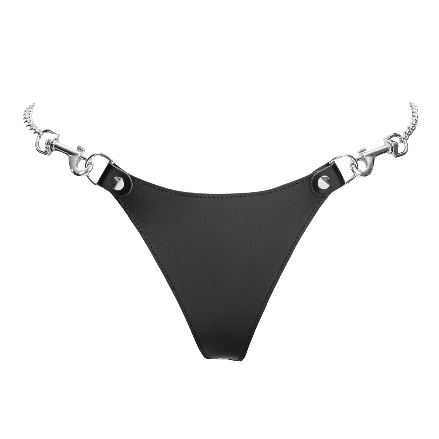 Rimba - Lederen string met afneembare kettingen - Zwart/Zilver-Rimbastore.com