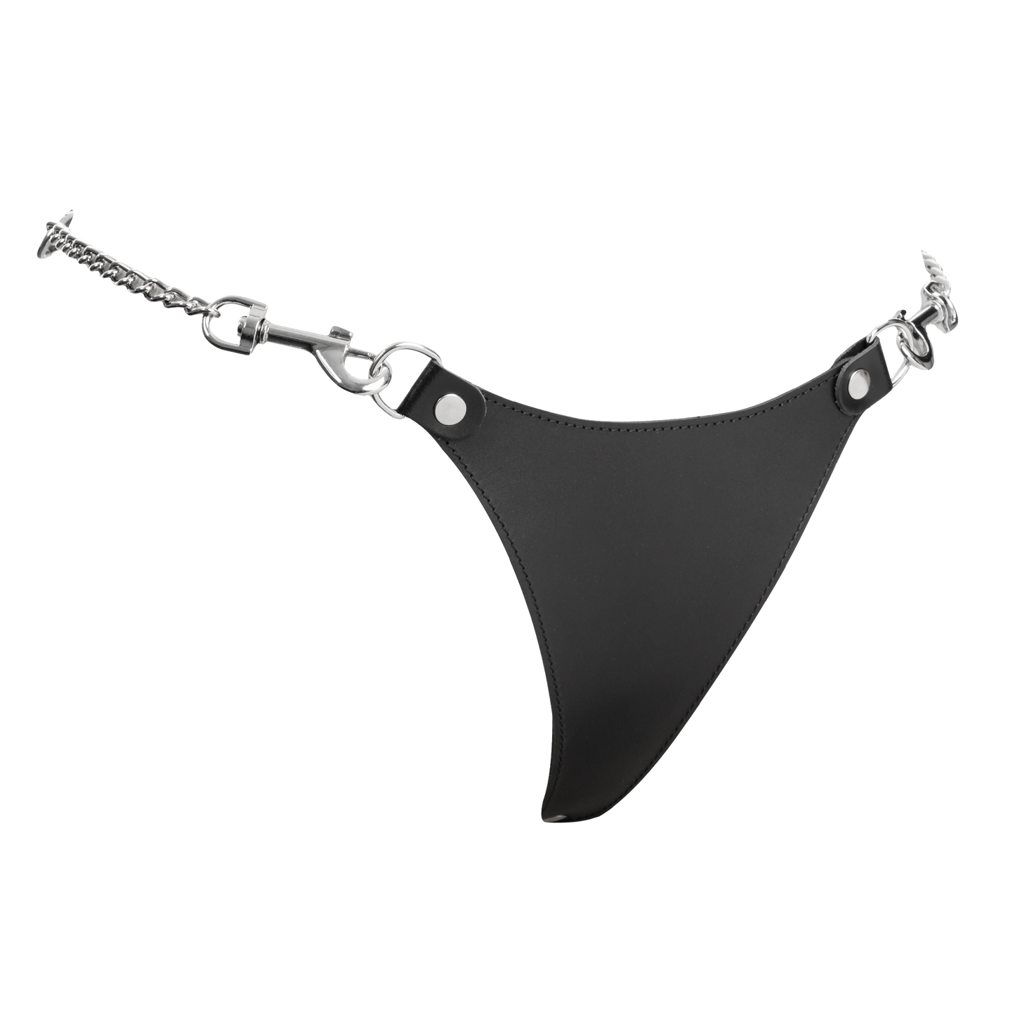 Rimba - Lederen string met afneembare kettingen - Zwart/Zilver-Rimbastore.com
