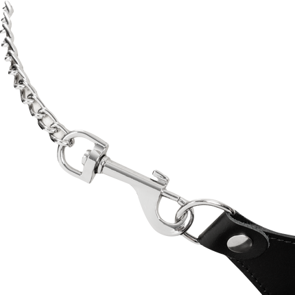 Rimba - Lederen string met afneembare kettingen - Zwart/Zilver-Rimbastore.com