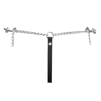 Rimba - Lederen string met afneembare kettingen - Zwart/Zilver-Rimbastore.com