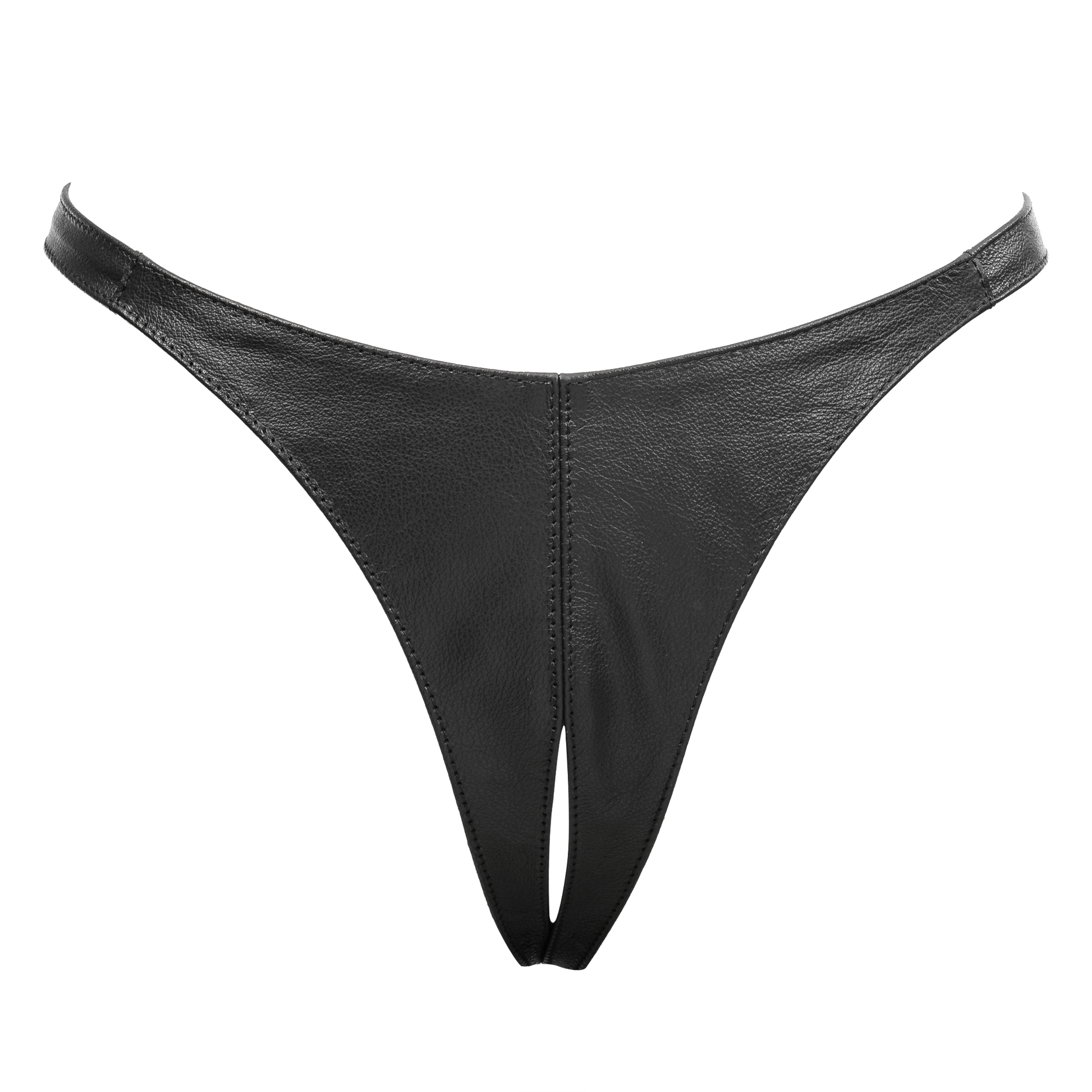 Rimba - Lederen Dames String met Open Kruis - Zwart-Erotiekvoordeel.nl