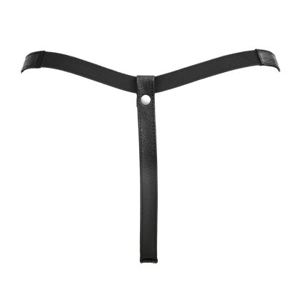 Rimba - Lederen Dames String met Open Kruis - Zwart-Erotiekvoordeel.nl