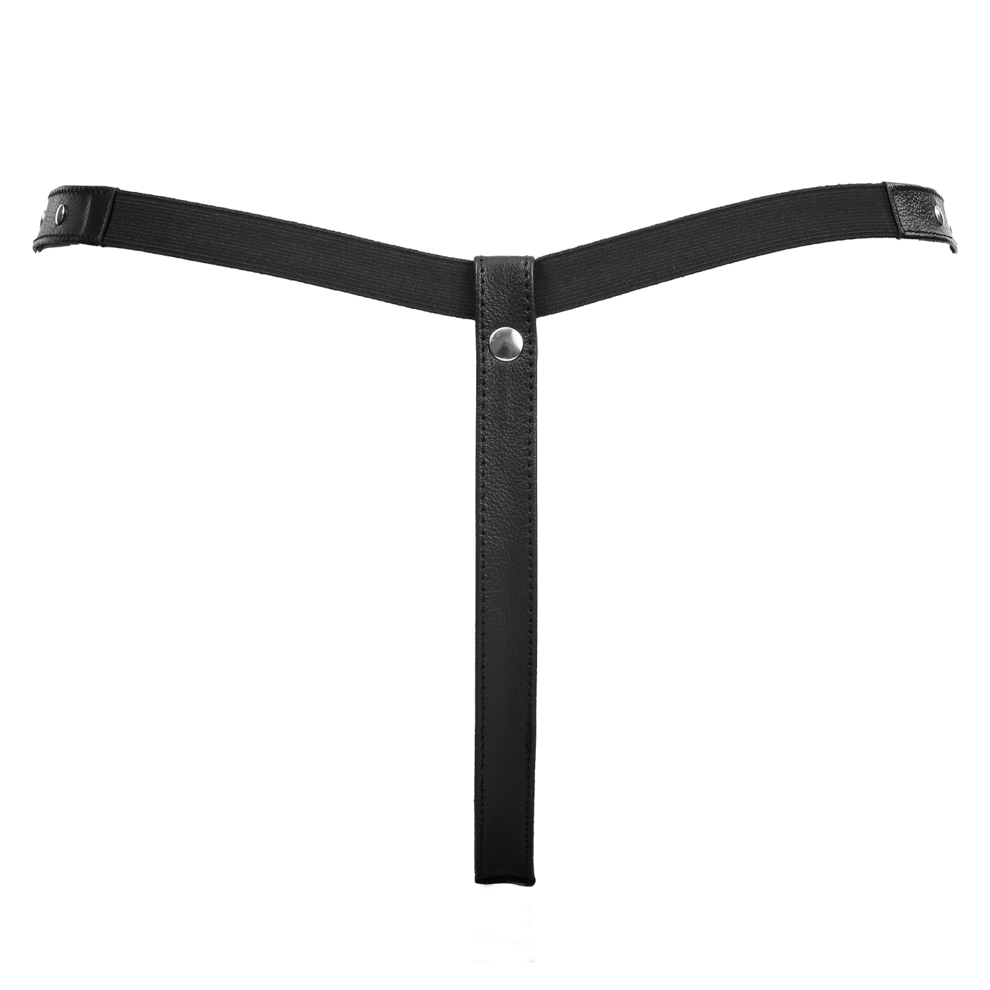 Rimba - Lederen Dames String met Open Kruis - Gedecoreerd met Studs - Zwart-Erotiekvoordeel.nl