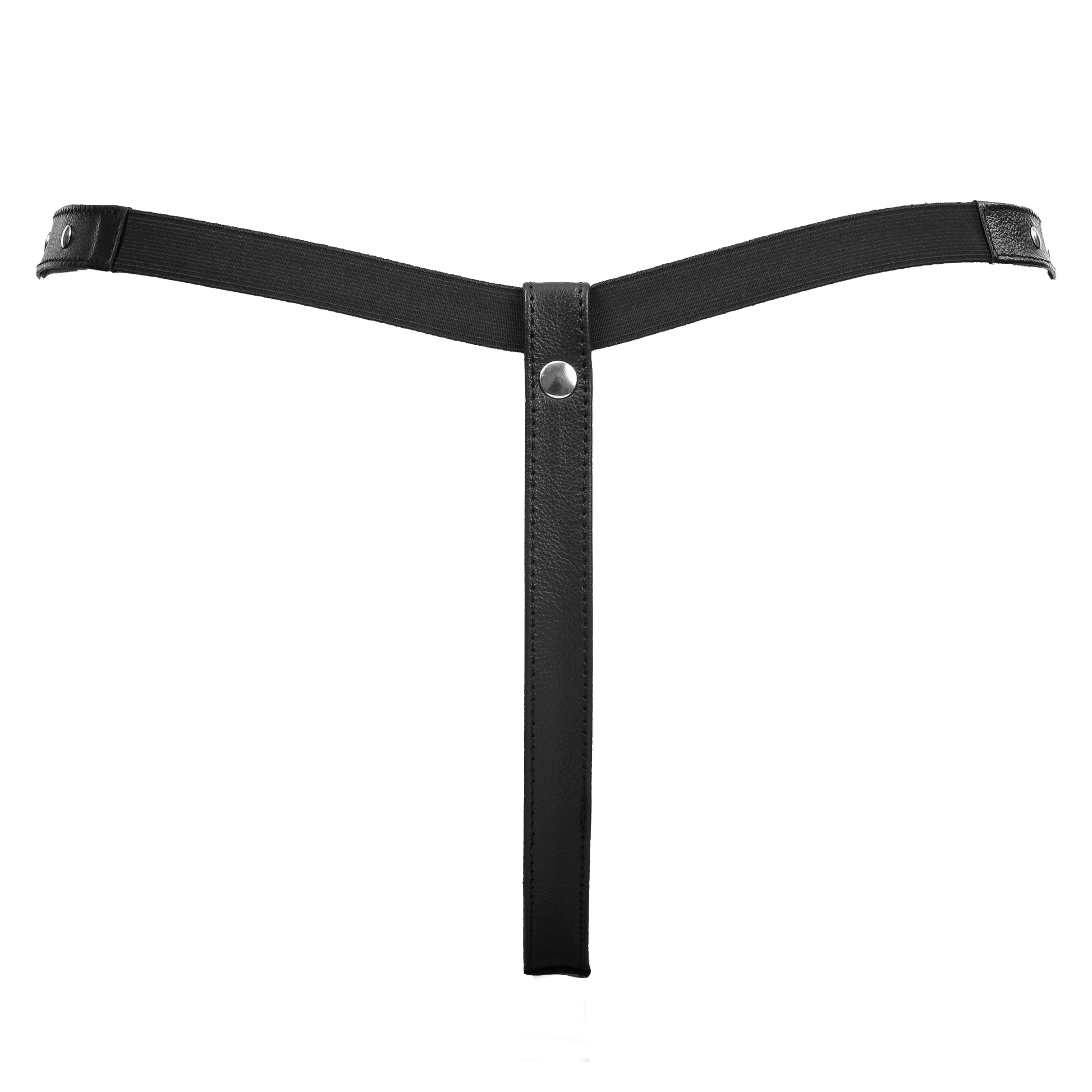 Rimba - Lederen Dames String met Open Kruis - Gedecoreerd met Studs - Zwart-Erotiekvoordeel.nl