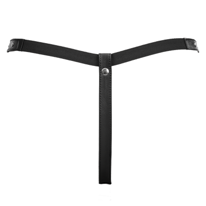 Rimba - Lederen Dames String met Open Kruis - Gedecoreerd met Studs - Zwart-Erotiekvoordeel.nl