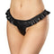 Rimba - Luxe Lederen Dames String met Ruches - Rekbare Bandjes - Zwart-Erotiekvoordeel.nl