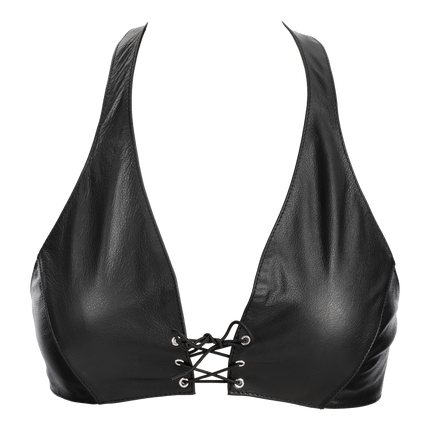 Rimba - Lederen Bustier met Vetersluiting - Zwart-Erotiekvoordeel.nl