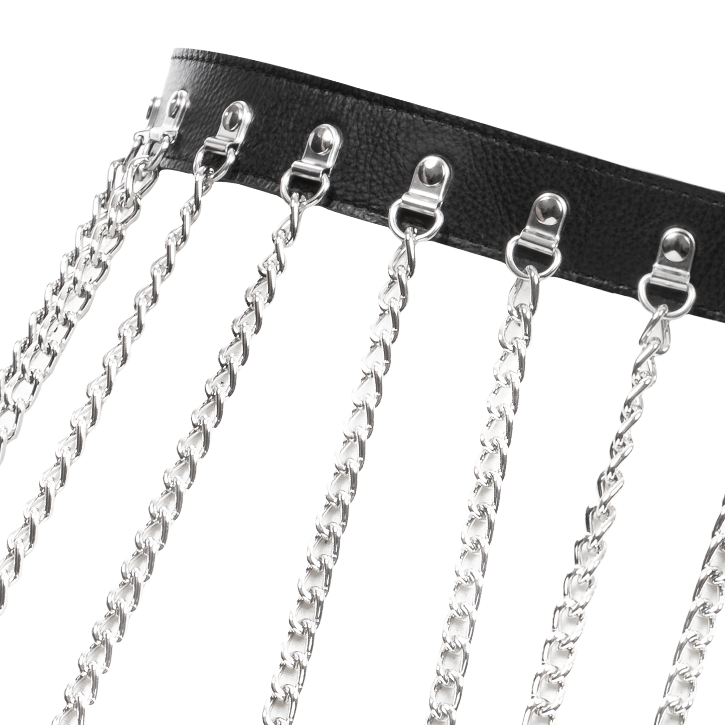 Rimba - Luxe Lederen Kettingen Rokje - Zwart/Zilver-Erotiekvoordeel.nl