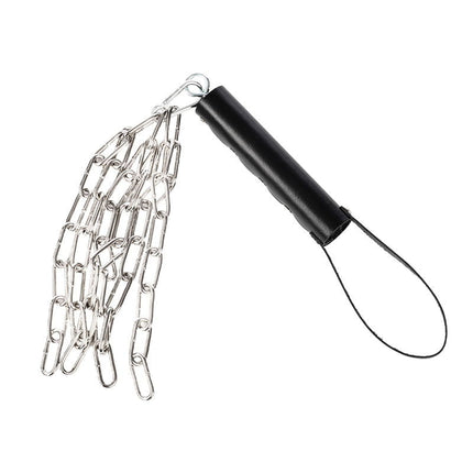 Rimba - Lederen Zweep met Metalen Ketting - Zwart & Zilver-Rimbastore.com