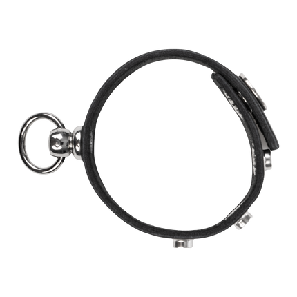 Rimba - Leren Cockring met Metalen O-Ring - Zwart & Zilver-Rimbastore.com