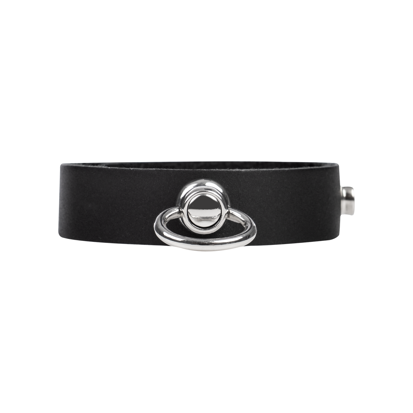 Rimba - Leren Cockring met Metalen O-Ring - Zwart & Zilver-Erotiekvoordeel.nl