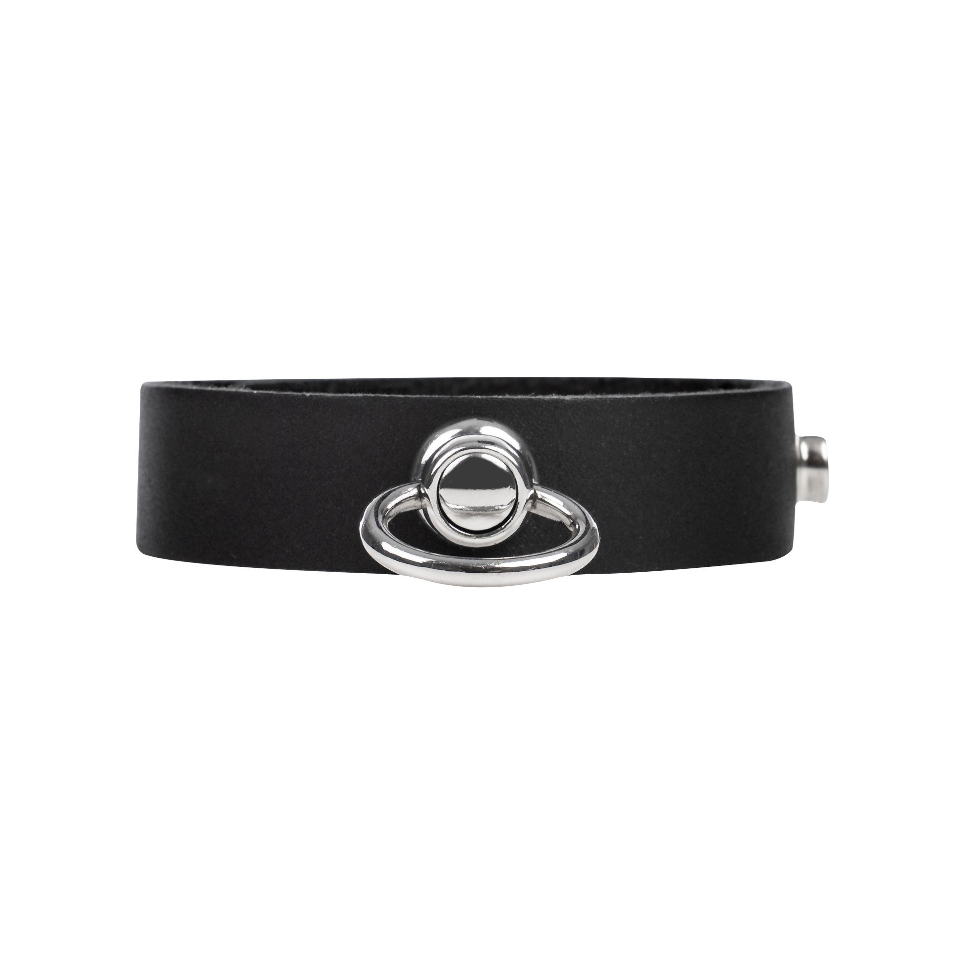 Rimba - Leren Cockring met Metalen O-Ring - Zwart & Zilver-Erotiekvoordeel.nl