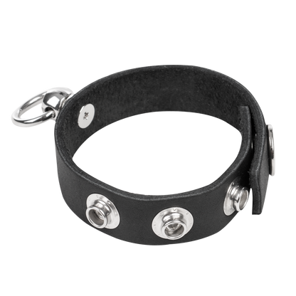 Rimba - Leren Cockring met Metalen O-Ring - Zwart & Zilver-Erotiekvoordeel.nl