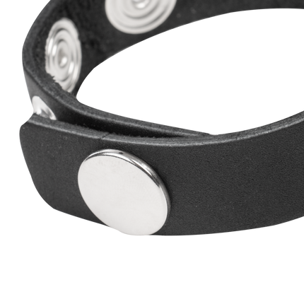 Rimba - Leren Cockring met Metalen O-Ring - Zwart & Zilver-Rimbastore.com