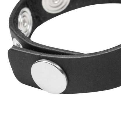 Rimba - Leren Cockring met Metalen O-Ring - Zwart & Zilver-Erotiekvoordeel.nl