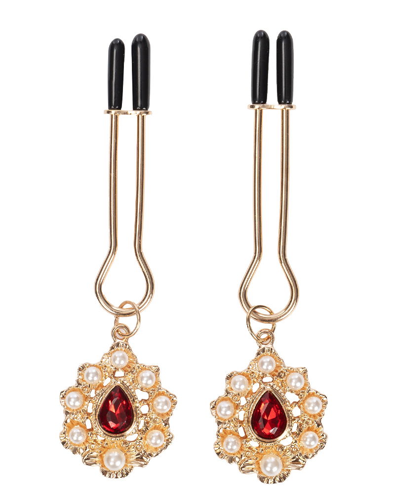 Rimba - Tepelklemmen met Strass Hanger - Goud-Erotiekvoordeel.nl