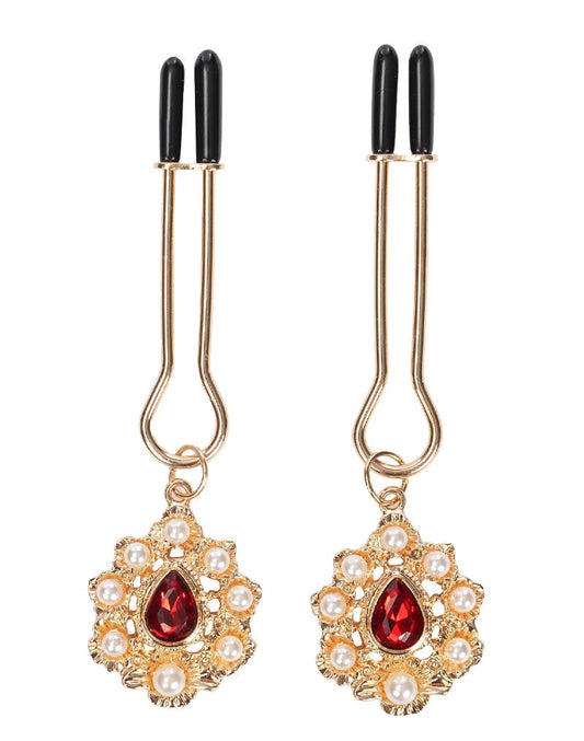 Rimba - Tepelklemmen met Strass Hanger - Goud-Erotiekvoordeel.nl