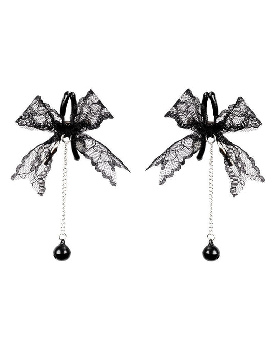 Rimba - Tepelklemmen met Kanten Strik en Belletje - Zwart-Erotiekvoordeel.nl