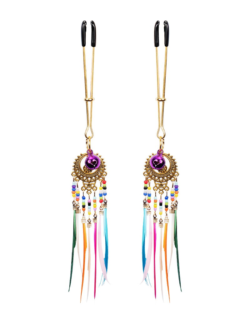 Rimba - Tepelklemmen met Kraaltjes en Veren - Multicolour-Rimbastore.com