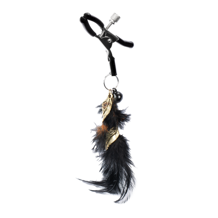 Rimba - Tepelklemmen met Zwarte Veertjes en Gouden Hangertjes - Zwart/Goud-Rimbastore.com