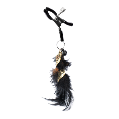 Rimba - Tepelklemmen met Zwarte Veertjes en Gouden Hangertjes - Zwart/Goud-Rimbastore.com