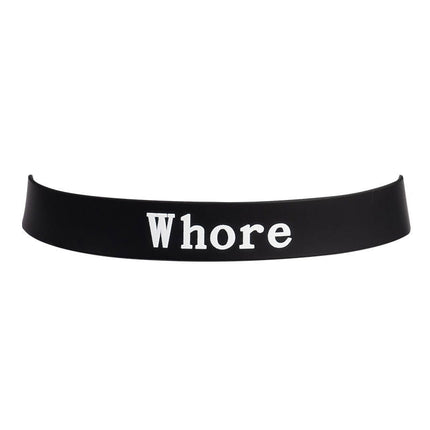 Rimba - Halsband - Collar Met Tekst - WHORE - Siliconen - Zwart-Erotiekvoordeel.nl