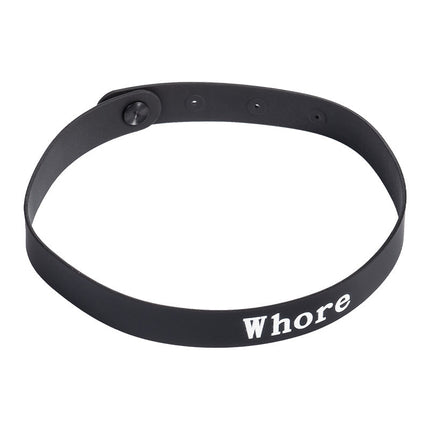 Rimba - Halsband - Collar Met Tekst - WHORE - Siliconen - Zwart-Erotiekvoordeel.nl