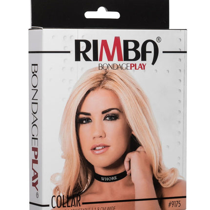 Rimba - Halsband - Collar Met Tekst - WHORE - Siliconen - Zwart-Erotiekvoordeel.nl