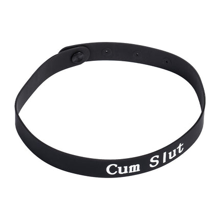 Rimba - Halsband - Collar Met Tekst - CUM SLUT - Siliconen - Zwart-Erotiekvoordeel.nl