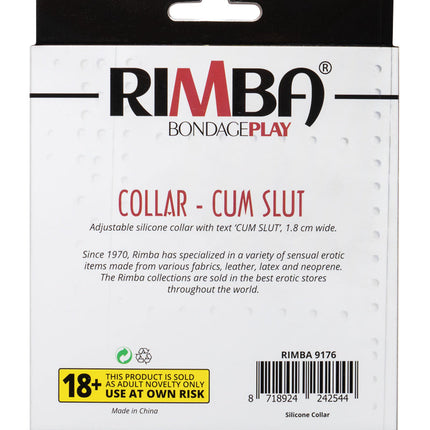 Rimba - Halsband - Collar Met Tekst - CUM SLUT - Siliconen - Zwart-Erotiekvoordeel.nl