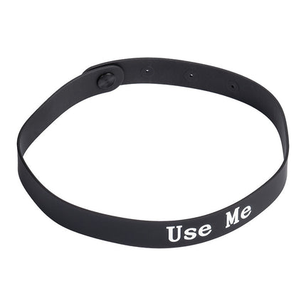 Rimba - Halsband - Collar Met Tekst - USE ME - Siliconen - Zwart-Erotiekvoordeel.nl