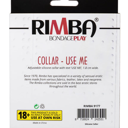 Rimba - Halsband - Collar Met Tekst - USE ME - Siliconen - Zwart-Erotiekvoordeel.nl