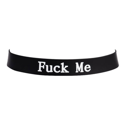 Rimba - Halsband - Collar Met Tekst - FUCK ME - Siliconen - Zwart-Erotiekvoordeel.nl