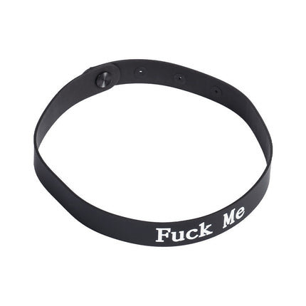 Rimba - Halsband - Collar Met Tekst - FUCK ME - Siliconen - Zwart-Erotiekvoordeel.nl