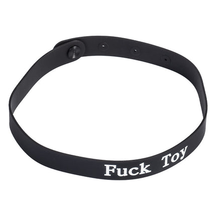 Rimba - Halsband - Collar Met Tekst - FUCK TOY - Siliconen - Zwart-Erotiekvoordeel.nl