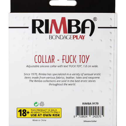 Rimba - Halsband - Collar Met Tekst - FUCK TOY - Siliconen - Zwart-Erotiekvoordeel.nl