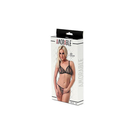 Amorable - Lingeriesetje In Panter Print - Met Open Kruis En Open BH-Erotiekvoordeel.nl