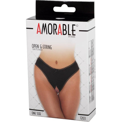 Amorable - Erotische Lingerie - Slipje Met Open Kruis - Zwarte String - One Size-Erotiekvoordeel.nl