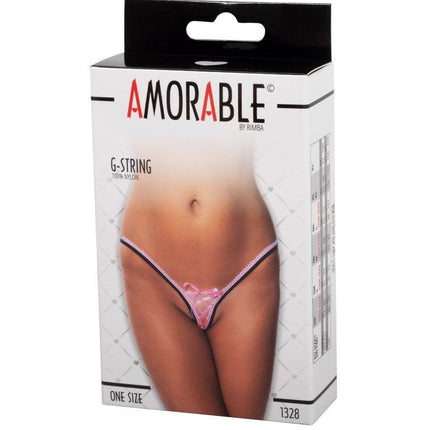 Amorable - Erotische Slip - Sexy G-string Met Lief Vetersluiting Accent - Roze - One Size-Erotiekvoordeel.nl