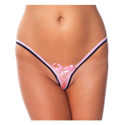 Amorable - Erotische Slip - Sexy G-string Met Lief Vetersluiting Accent - Roze - One Size-Erotiekvoordeel.nl